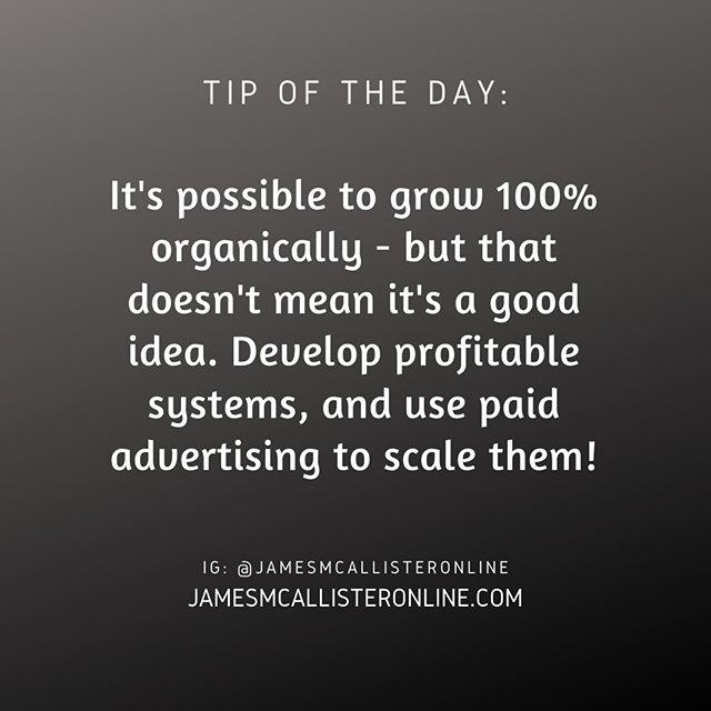 It's possible to grow 100% organically - but that doesn't mean it's a good idea. Develop profitable systems, and use paid advertising to scale them!
