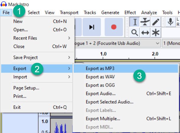 Exporting Audio In Audacity