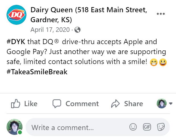 Dairy Queen Apple Pay Drive-Thru