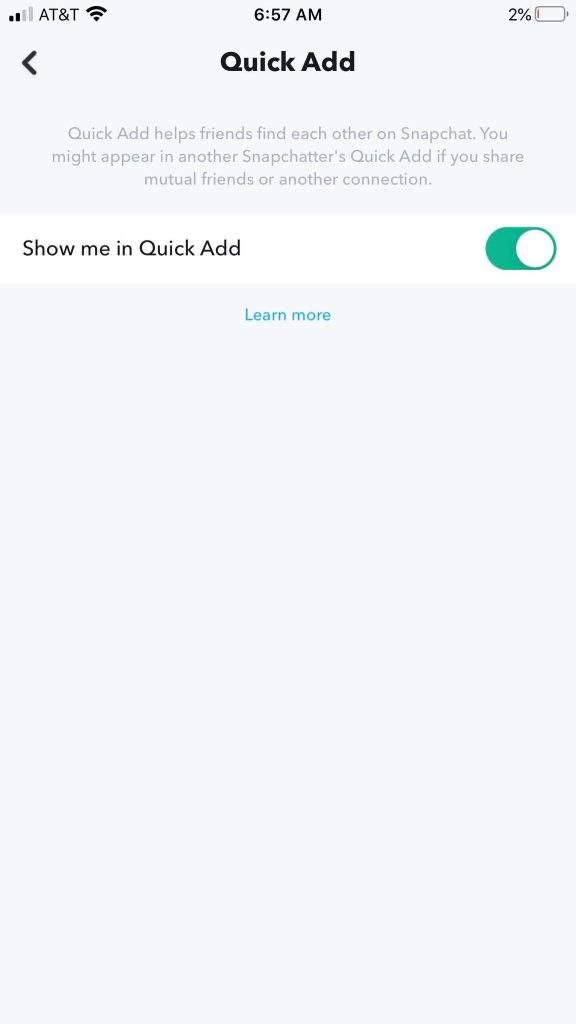 Disable Quick Add Snapchat
