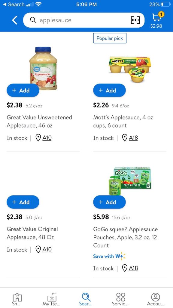 Applesauce In Walmart App
