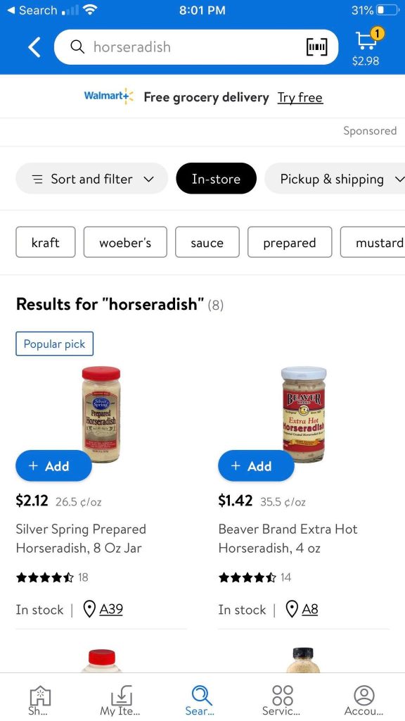 Horseradish In Walmart App