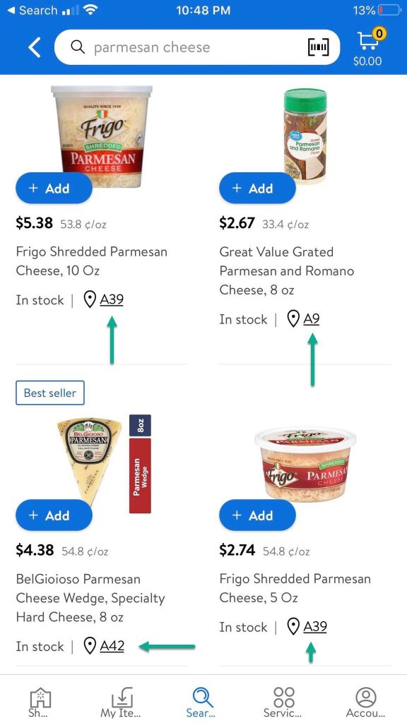 Parmesan Cheese In Walmart App