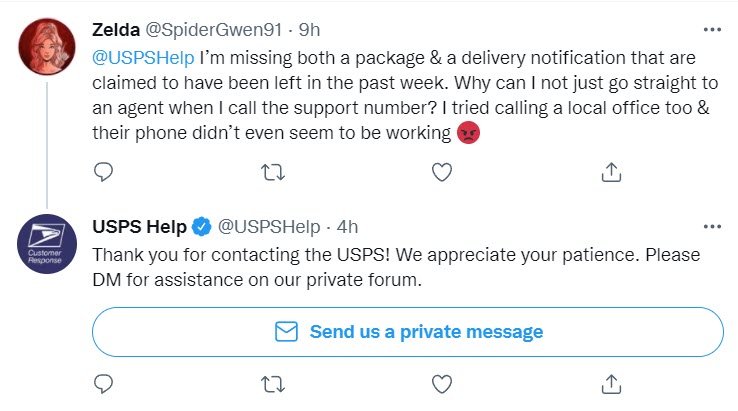 USPS Customer Support Twitter