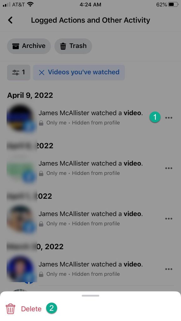 Delete Video Watch History On Facebook Mobile App