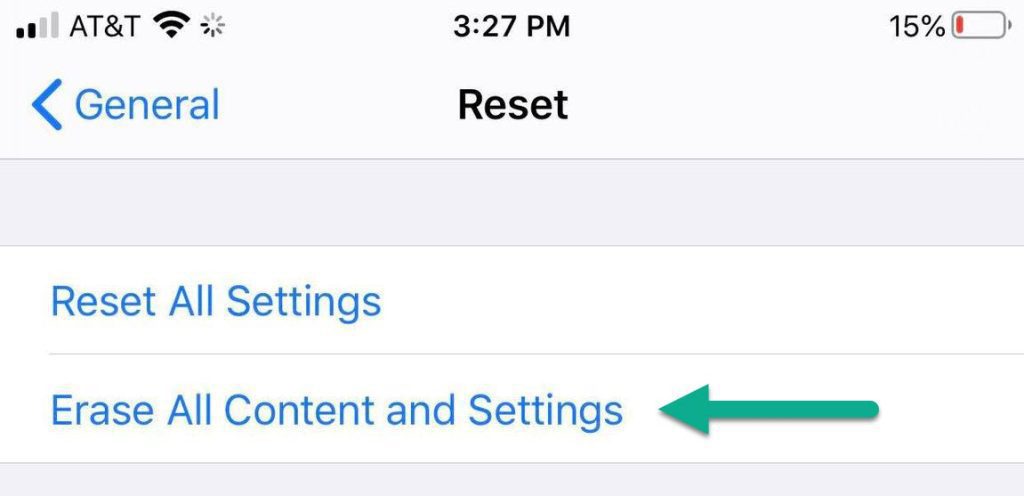 Erase All Content And Settings - iPhone