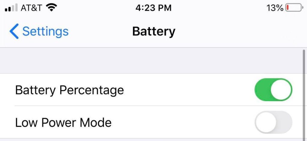Low Power Mode iPhone Settings