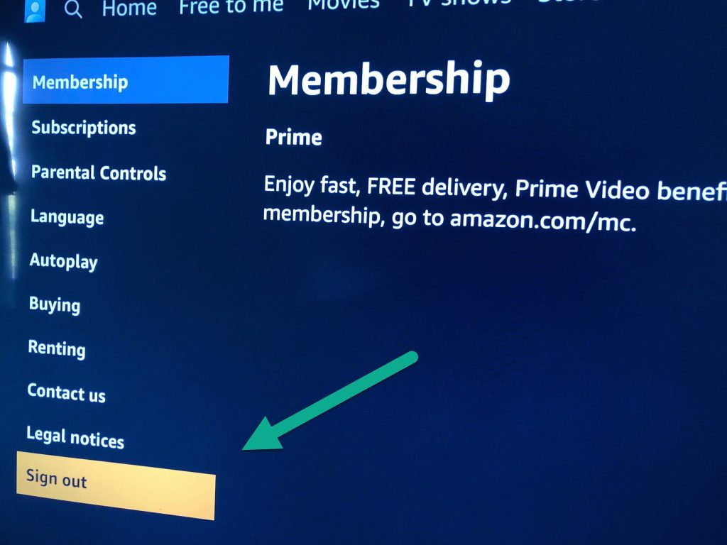 Sign Out Button Amazon Prime Video On Smart TV