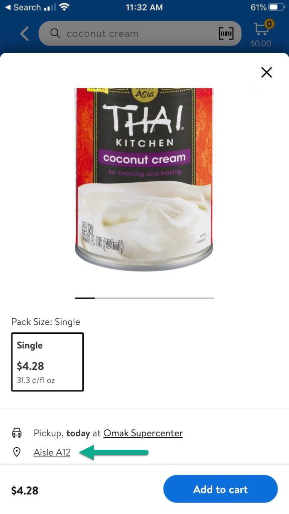 Coconut Cream On Walmart App