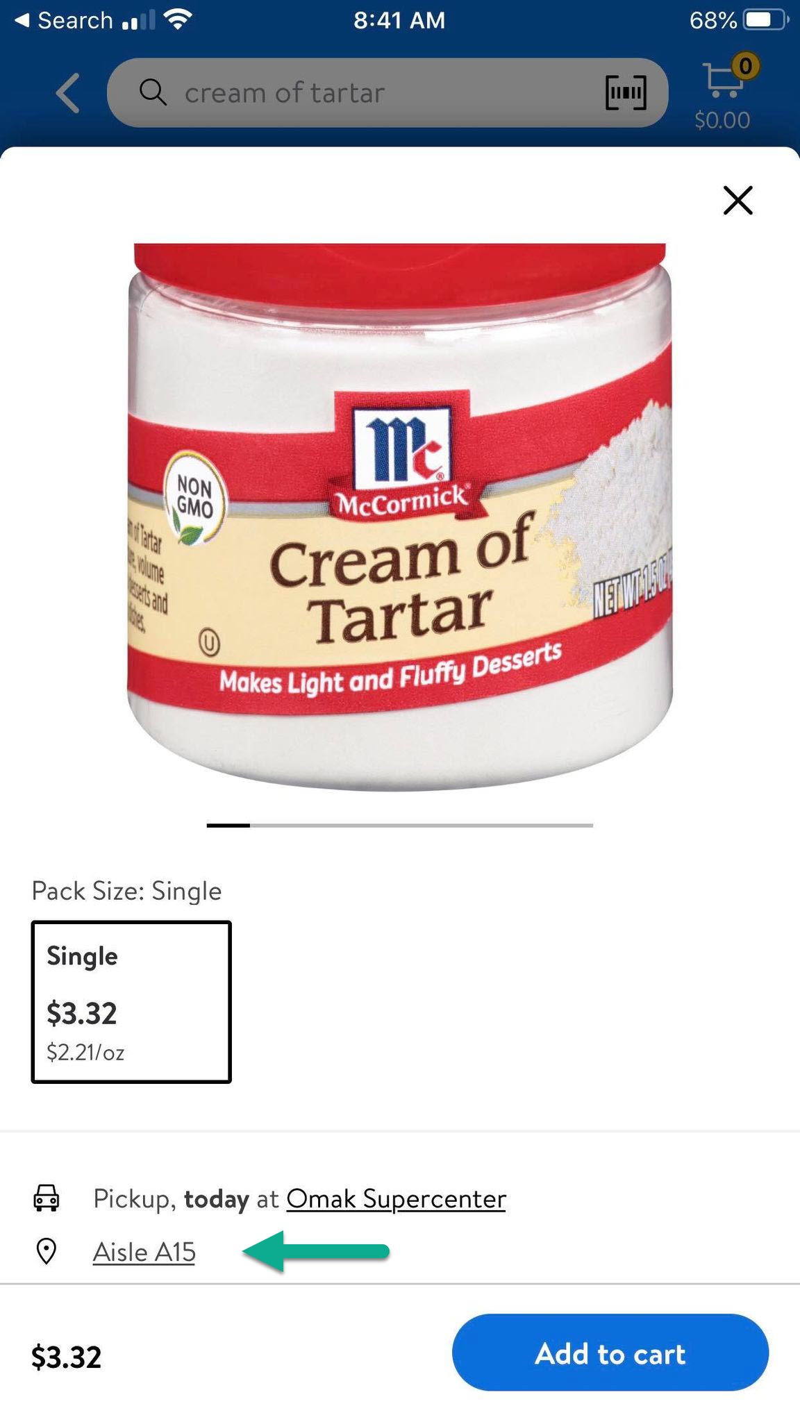 Cream Of Tartar On Walmart App