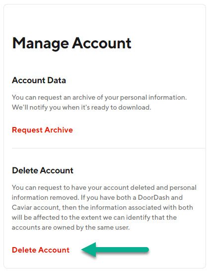 Delete DoorDash Account