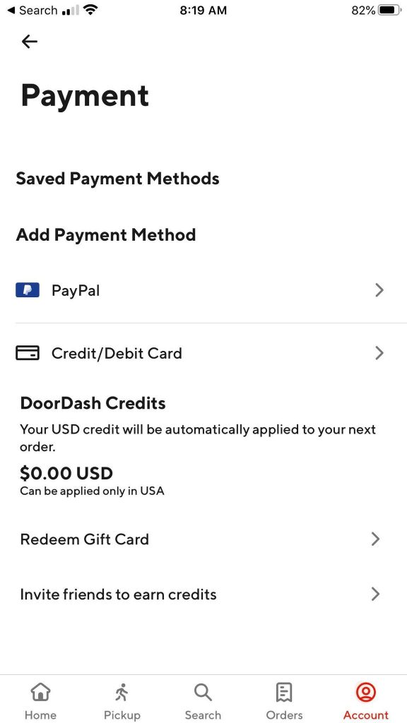 DoorDash Payment Methods