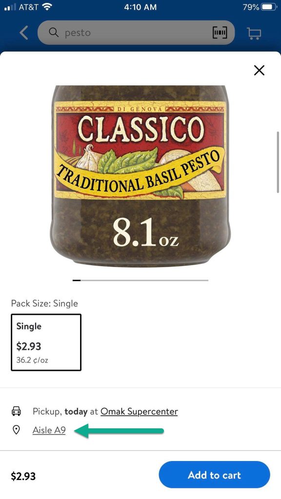 Pesto On Walmart App