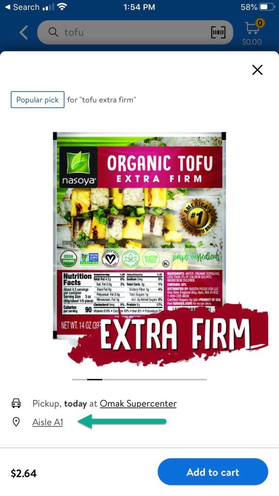 Tofu On Walmart App