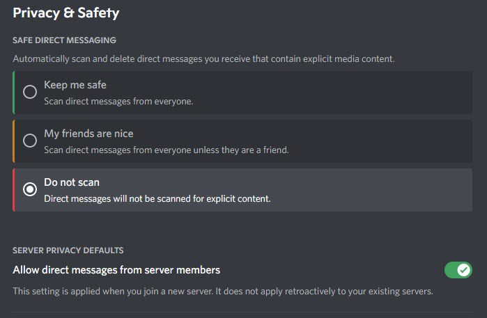 Disable DMs From Server Members On Discord