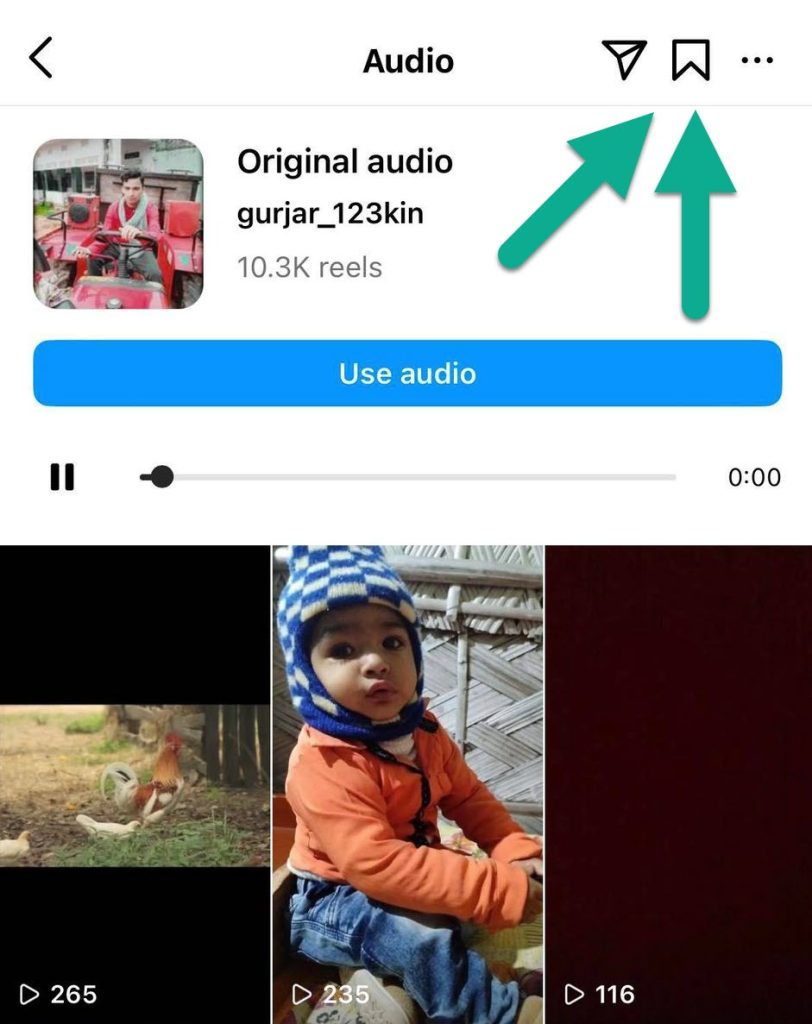 Instagram Reels Audio, Bookmark Icon