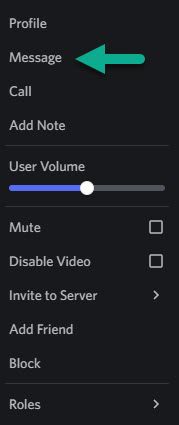Message Button On Discord