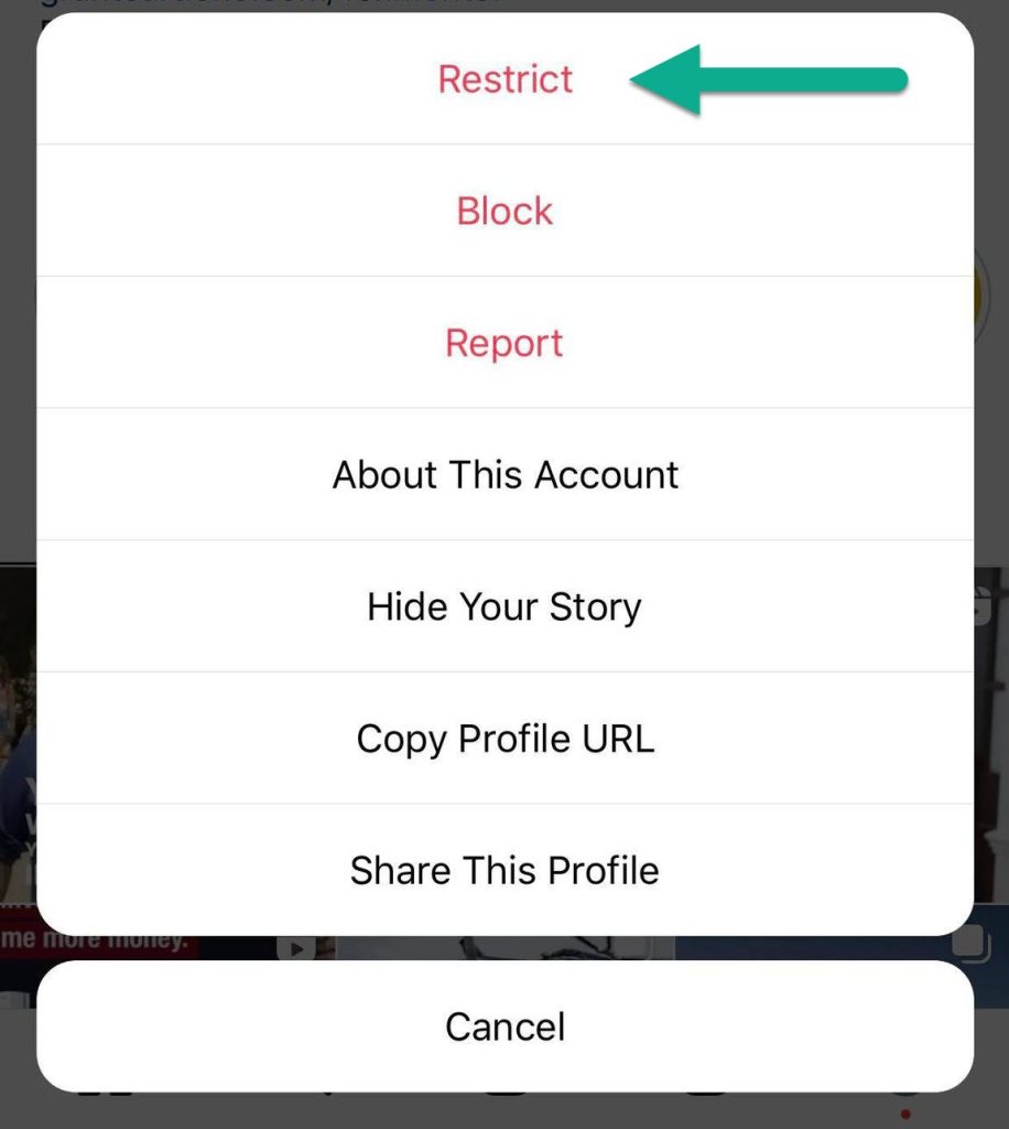 Restrict Button On Instagram