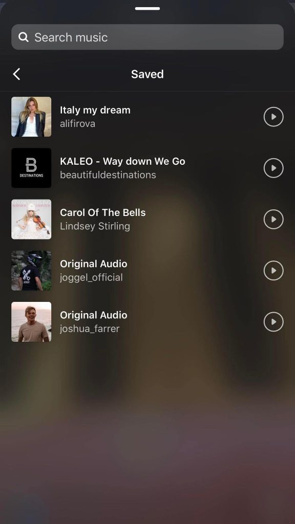 Saved Audio List Instagram