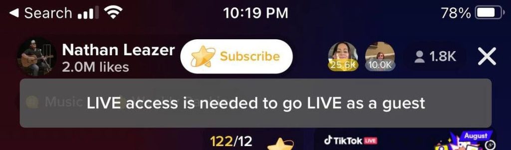 LIVE access is needed to go LIVE as a guest message TikTok