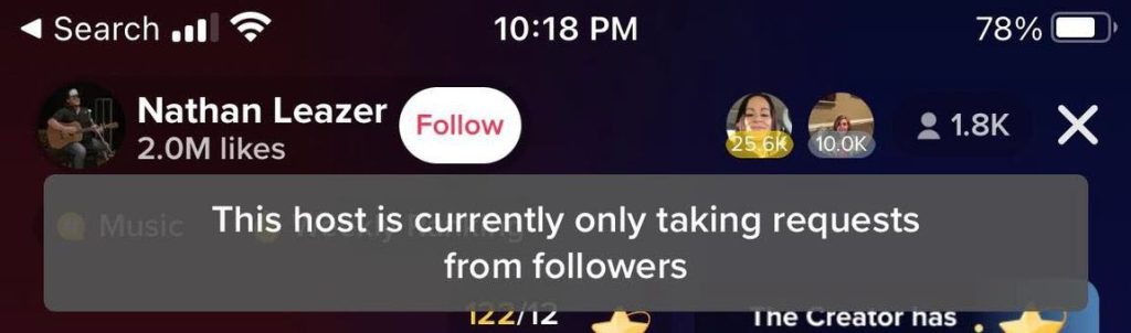 This host is currently only taking requests from followers message TikTok