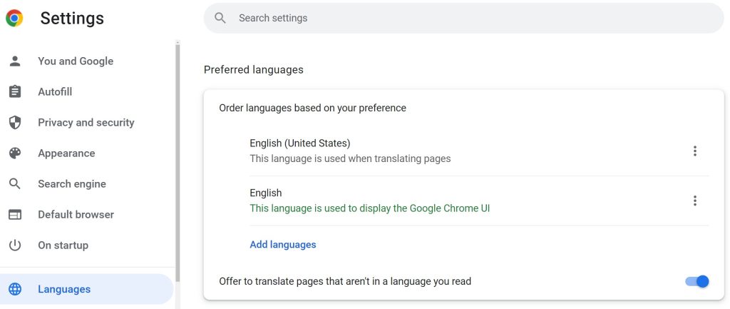Change Language Google Chrome
