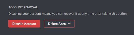 Delete Account Button Discord
