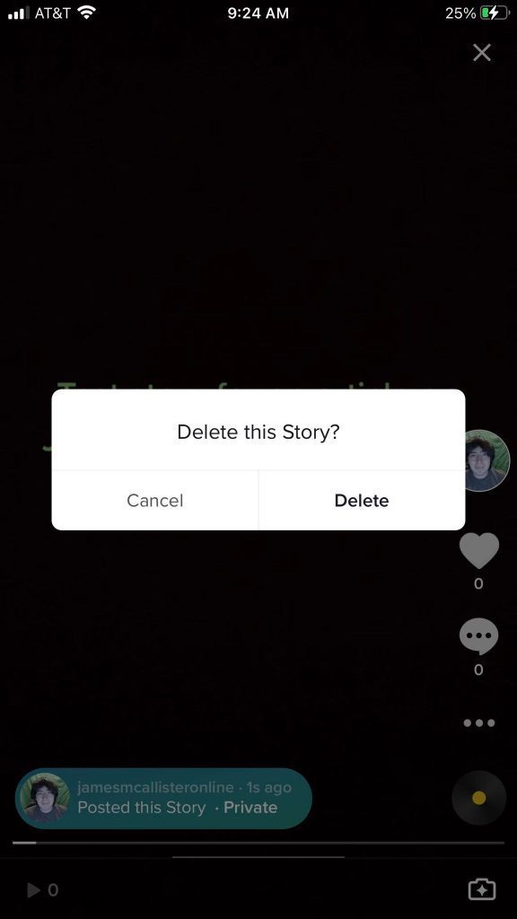 Delete Story Button TikTok