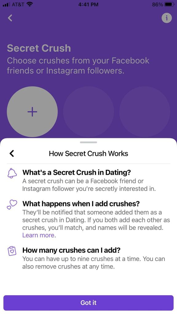 Secret Crush Facebook Dating