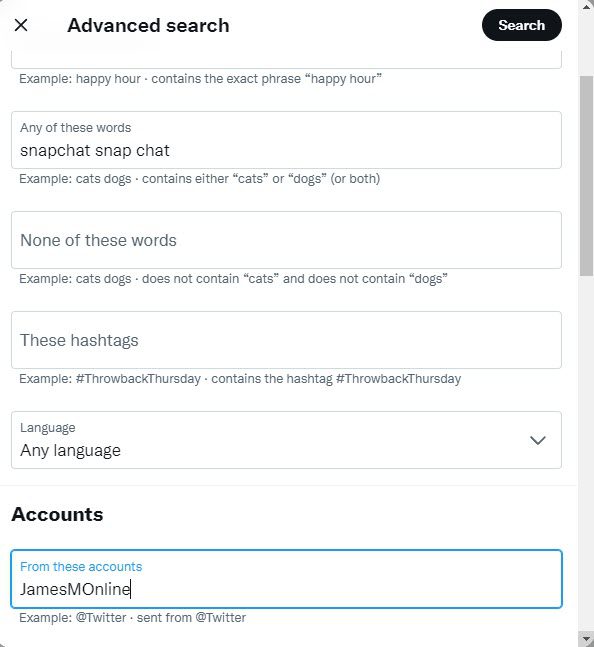 Twitter Advanced Search