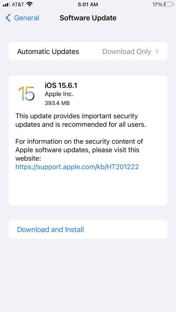 iOS Update Available iPhone