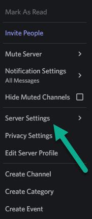 Discord Server Settings Button