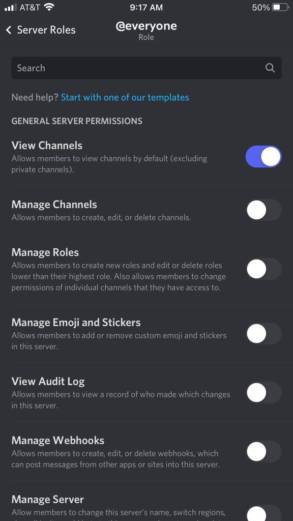 Edit Permissions, Discord Mobile App