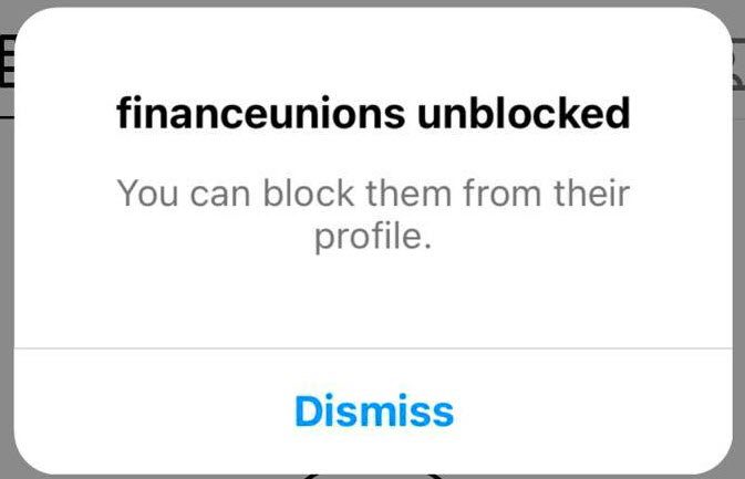Unblocking Someone On Instagram, Confirmation Message