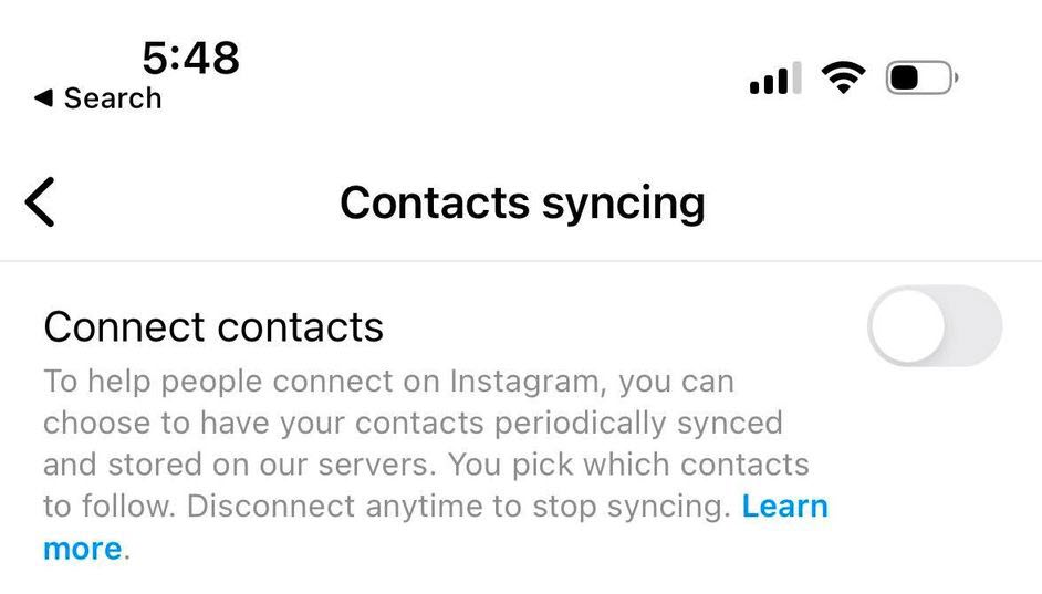 Contacts Syncing On Instagram