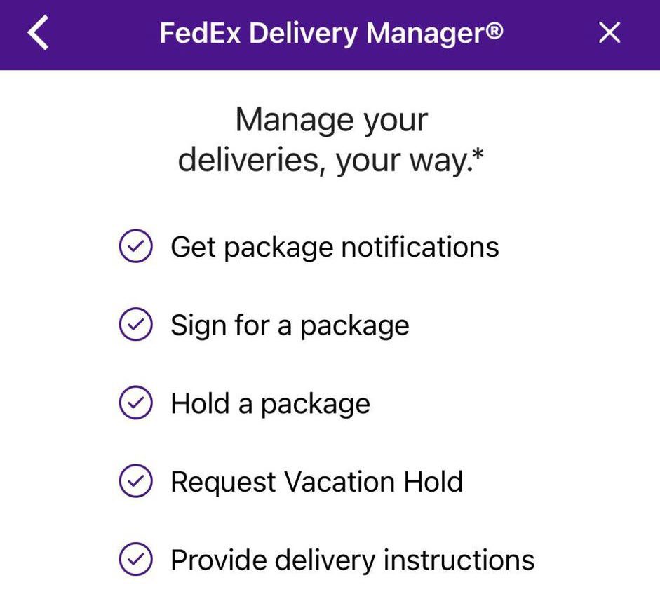 Fedex Delivery Manager, On Fedex Mobile App