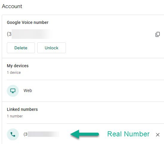 Google Voice And Real Number, Google Voice Account Settings