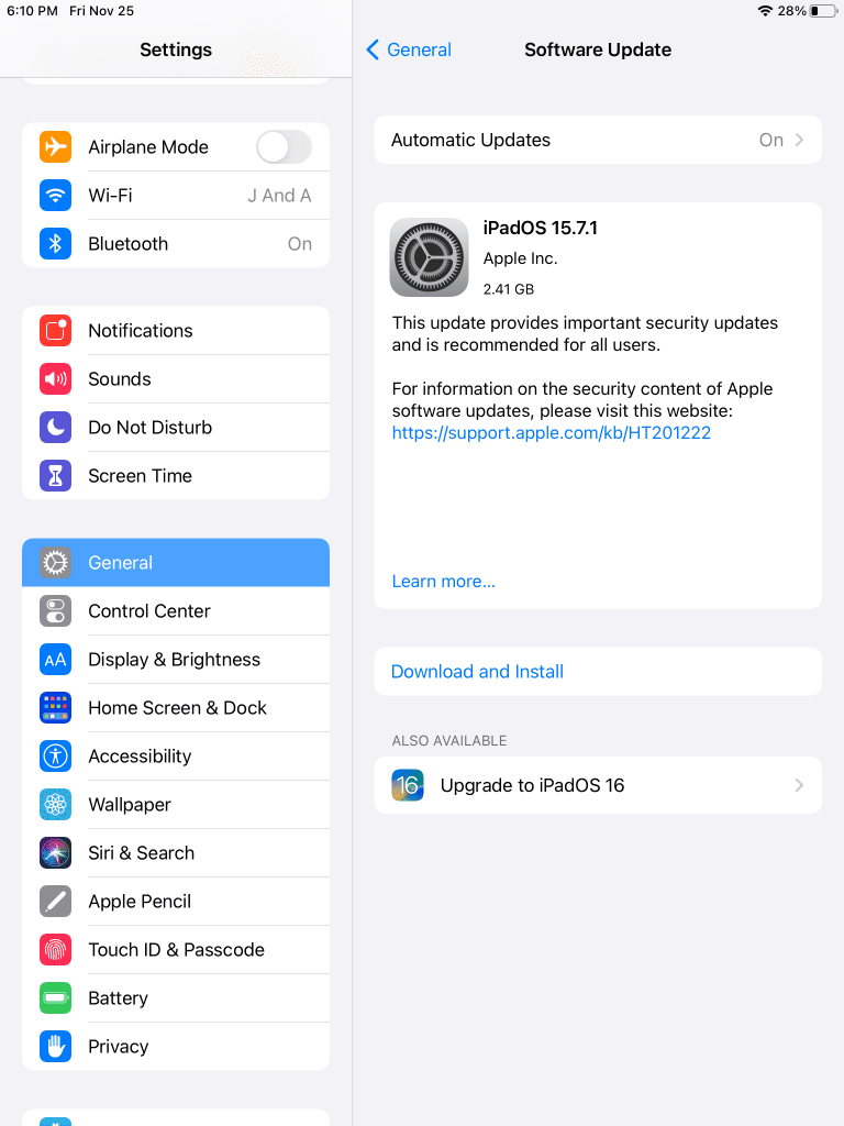 iPad, Checking For Updates