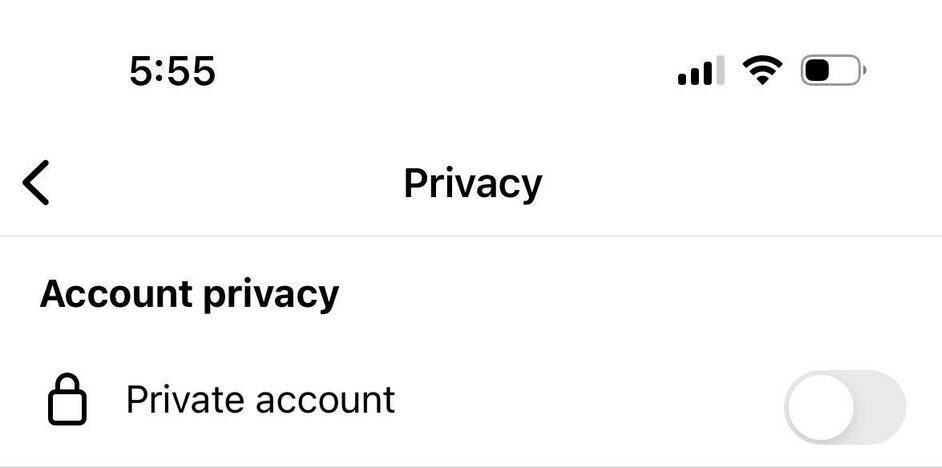 Private Account Toggle, Instagram