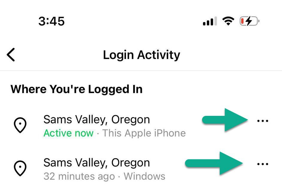 Three Dots Icon, Login Activity, Instagram Mobile App