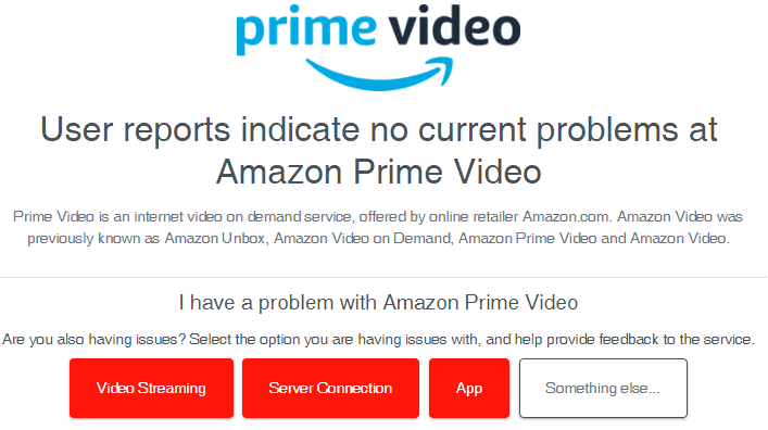 Amazon Prime Video, Downdetector