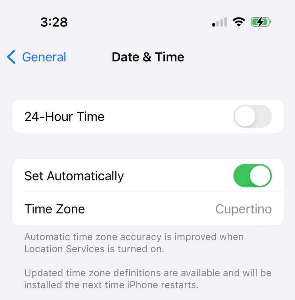 Date And Time Settings, iPhone