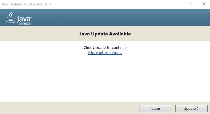 Java Update Available