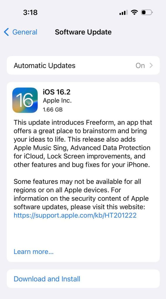 Software Update, iPhone