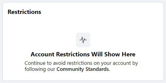 Account Restrictions, Facebook