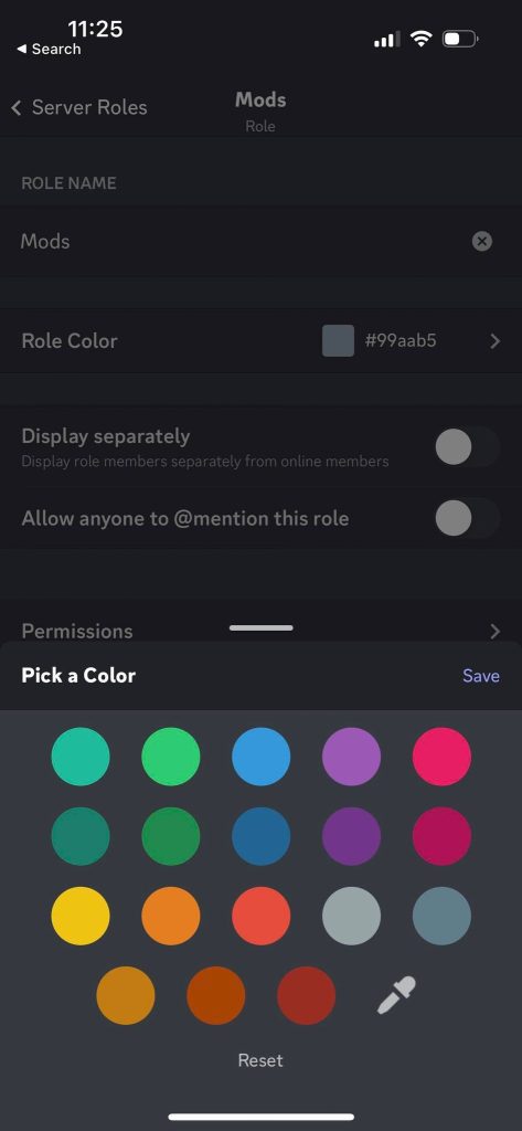 Assign Role Color, Discord Mobile App