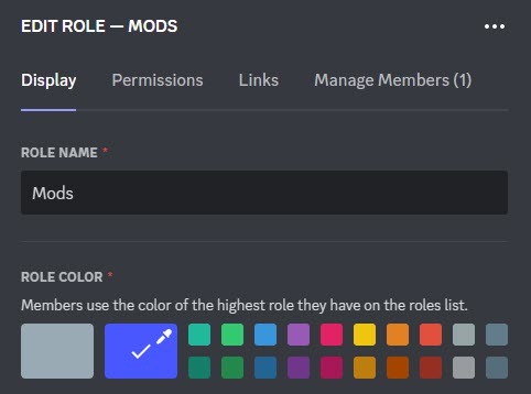 Edit Role Color, Discord