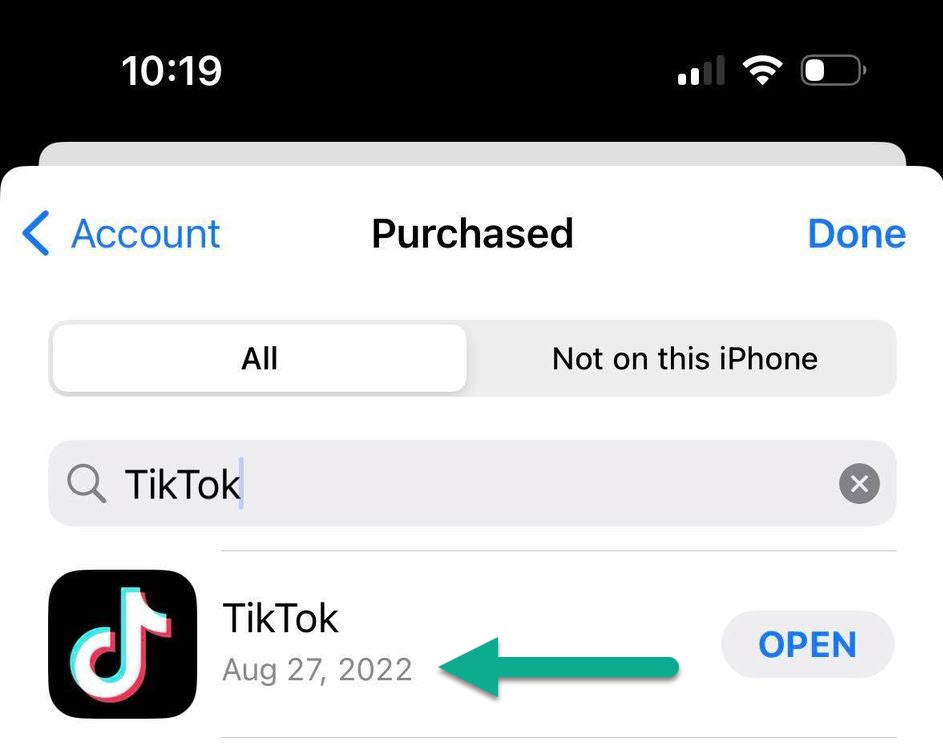 TikTok Downloaded Date, iPhone App Store