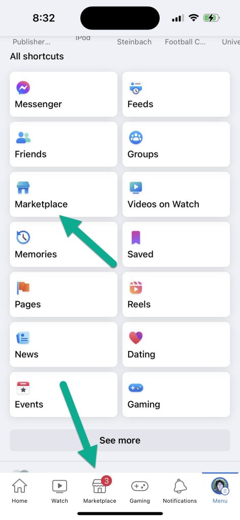 Facebook Marketplace Button, Facebook Mobile App