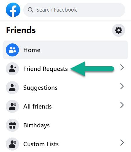 Friend Requests Button, Facebook